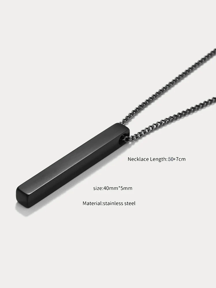 Simple Vertical Bar Pendant Necklace - Image 3
