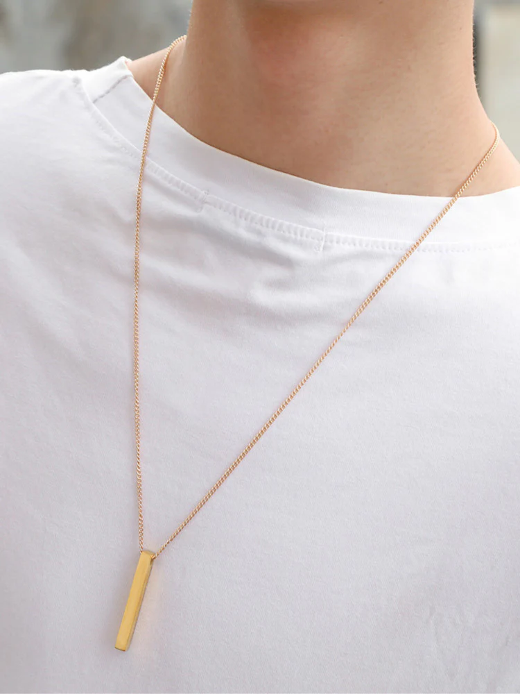 Simple Vertical Bar Pendant Necklace - Image 6