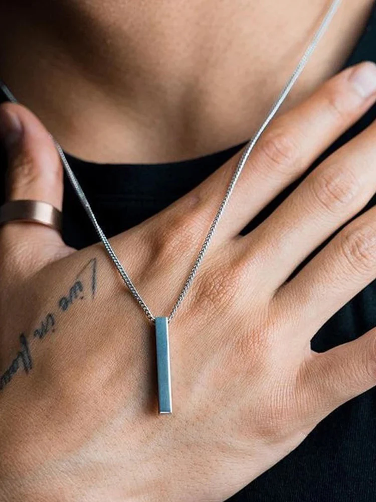 Simple Vertical Bar Pendant Necklace - Image 7