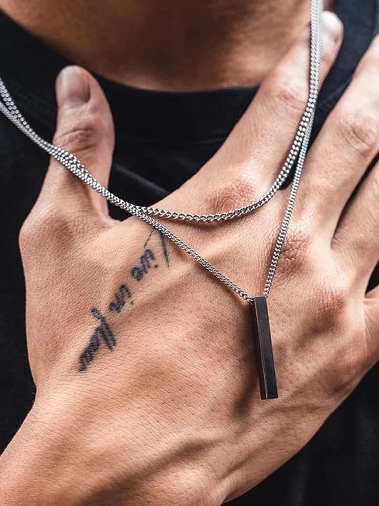 Simple Vertical Bar Pendant Necklace - Image 8