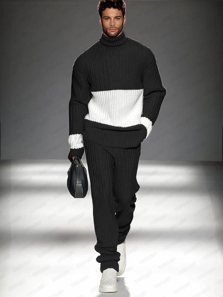 Smart Casual Color-Block Knit Set - Image 2