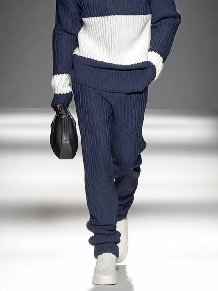 Smart Casual Color-Block Knit Set - Image 4
