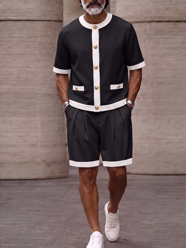 Smart Casual Designer Contrast Trim Two Piece Set - Image 2