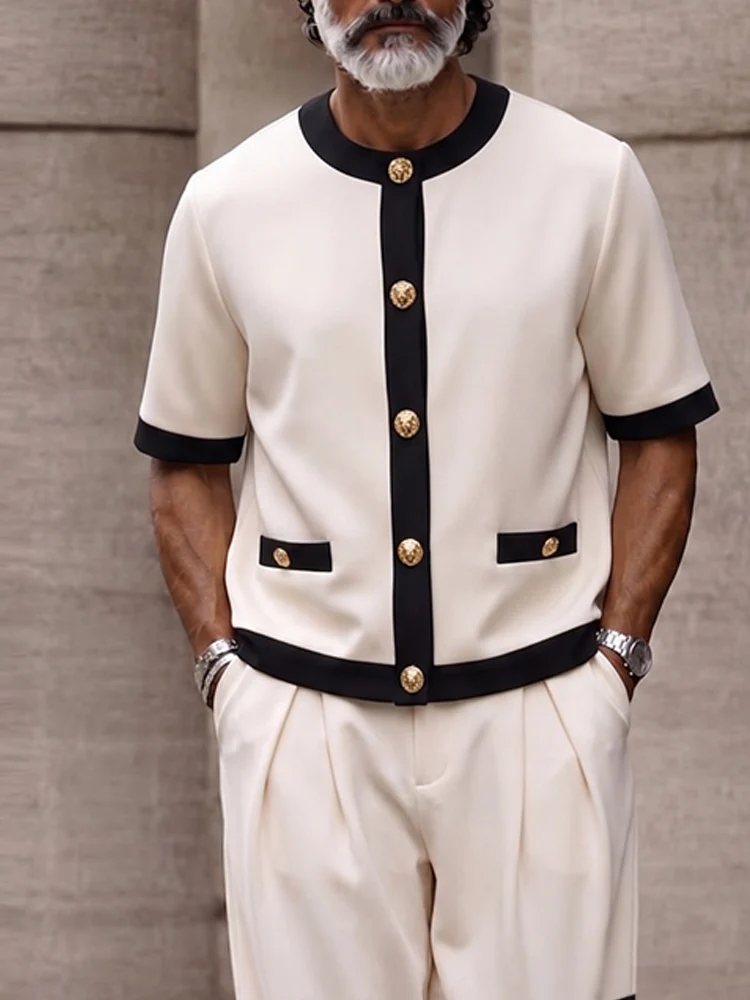 Smart Casual Designer Contrast Trim Two Piece Set - Image 3