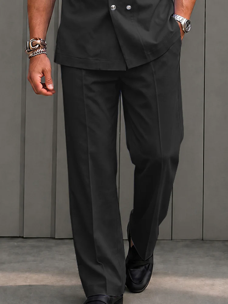 Smart Casual Double Breasted Shirt Pants Set - Image 4