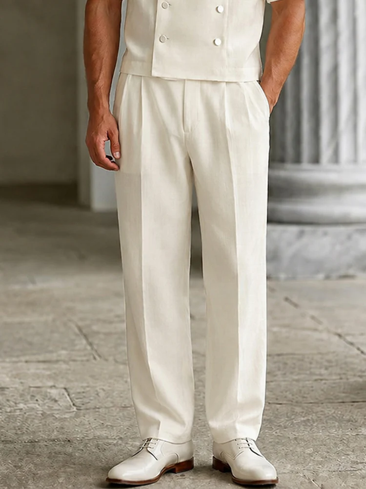 Smart Casual Double Breasted Suit Shirt Pants Set - Image 4