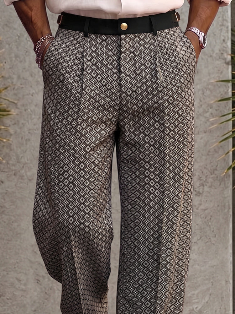 Smart Casual Geometric Print Suit Pants - Image 3