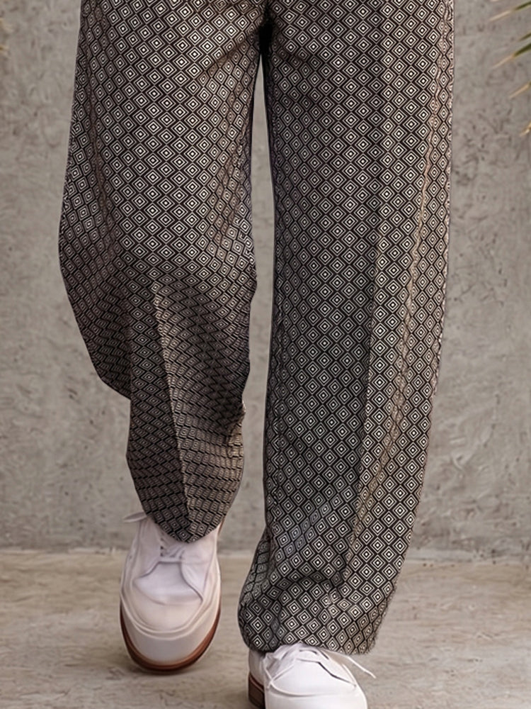 Smart Casual Geometric Print Suit Pants - Image 4