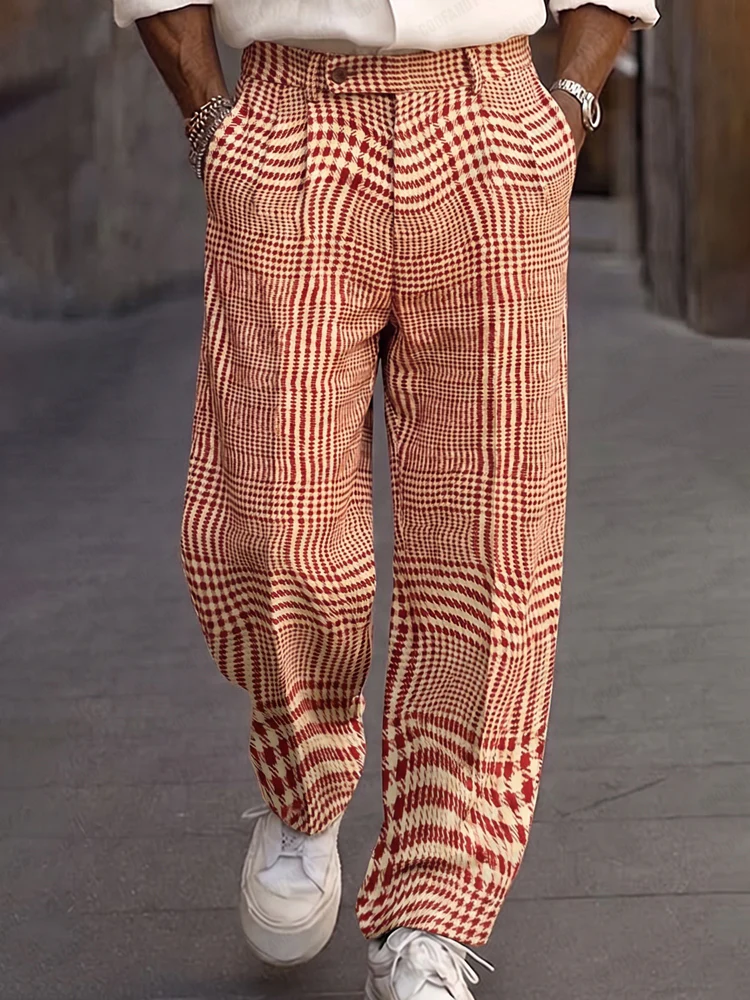 Smart Casual Plaid Pattern Suit Pants - Image 2