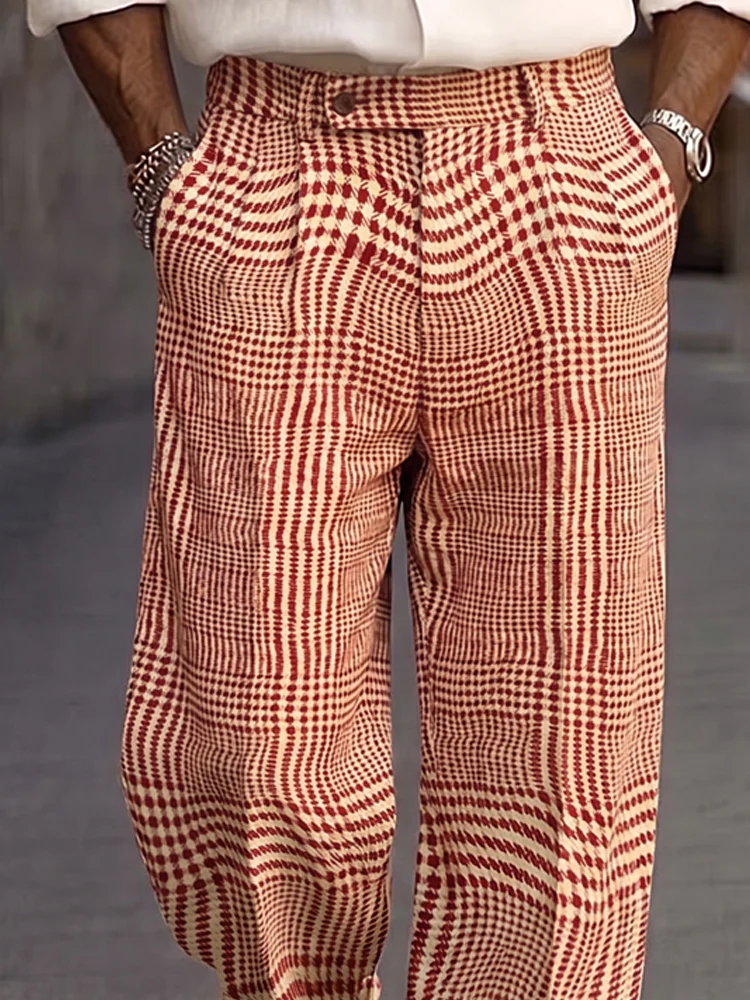 Smart Casual Plaid Pattern Suit Pants - Image 4