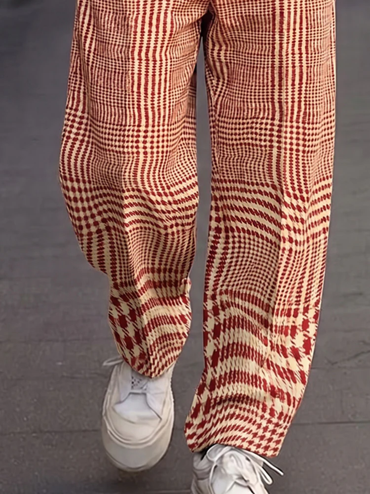 Smart Casual Plaid Pattern Suit Pants - Image 5
