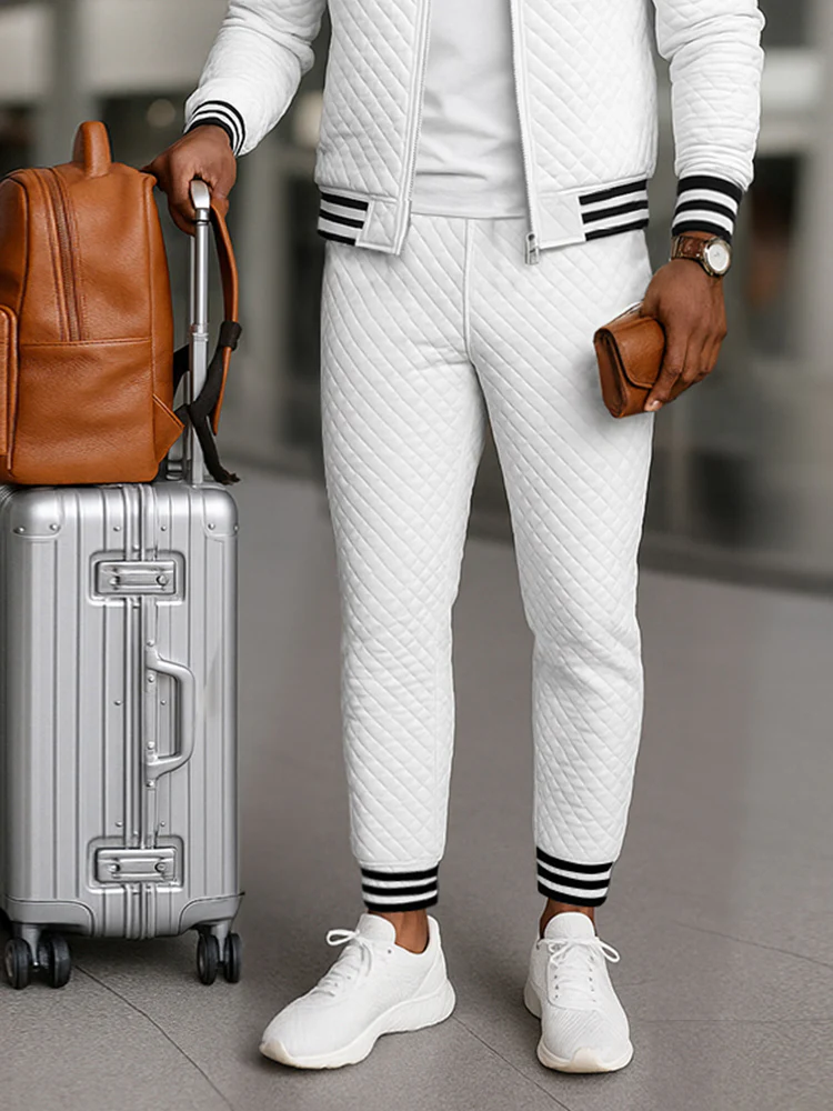 Smart Casual Plaid Textured Matching Set - Image 4