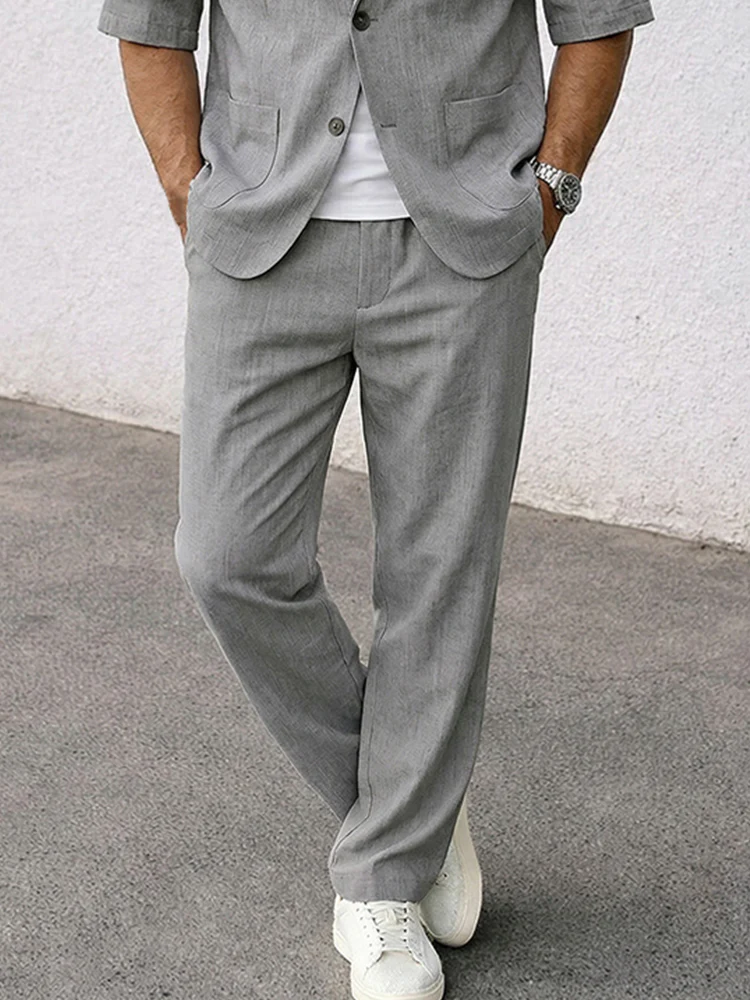 Smart Casual Short Sleeves Blazer Pants Set - Image 4