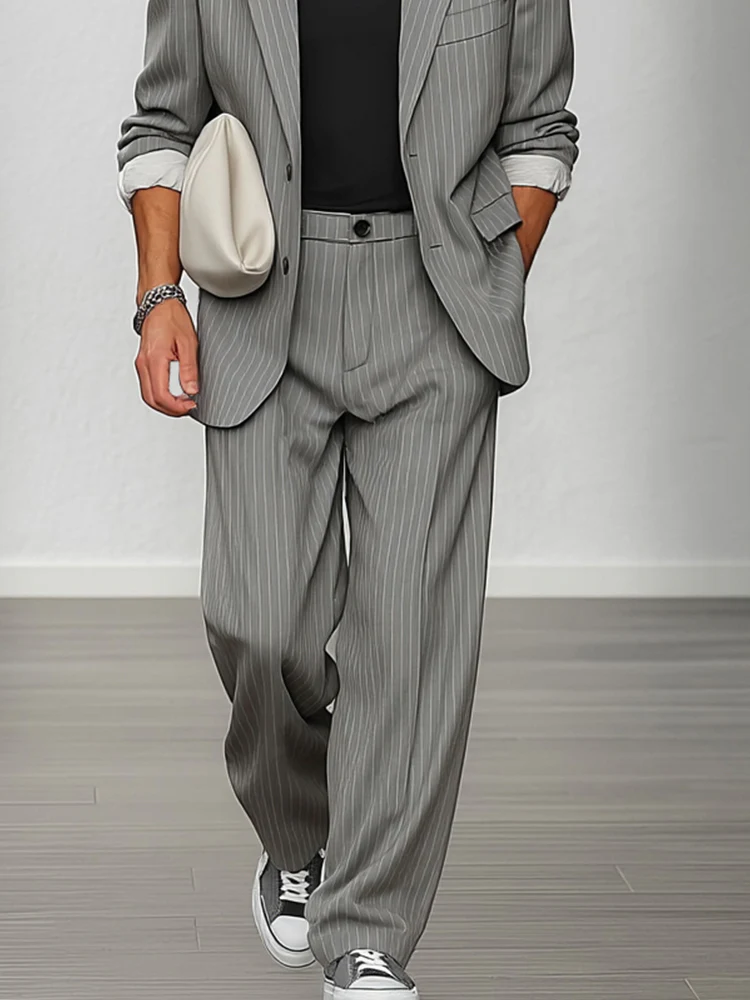 Smart Casual Striped Blazer and Pants Set - Image 4
