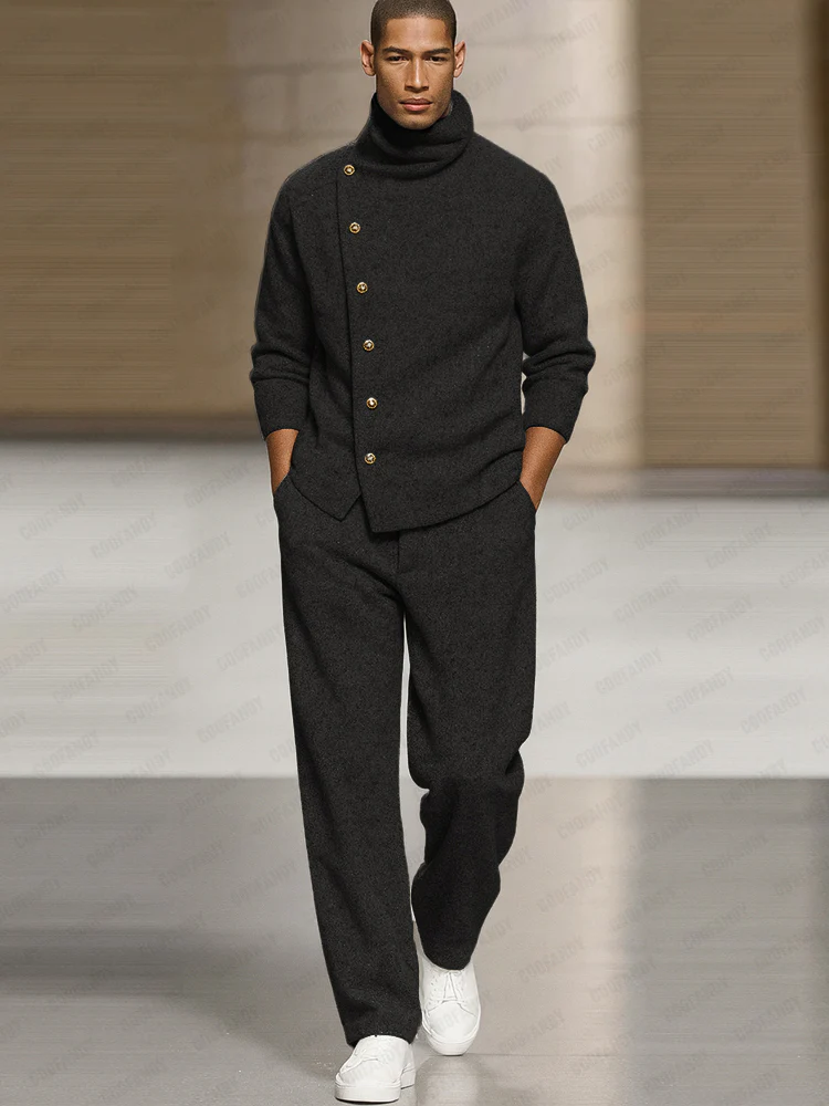 Smart Casual Turtleneck Pullover Pants Set - Image 2