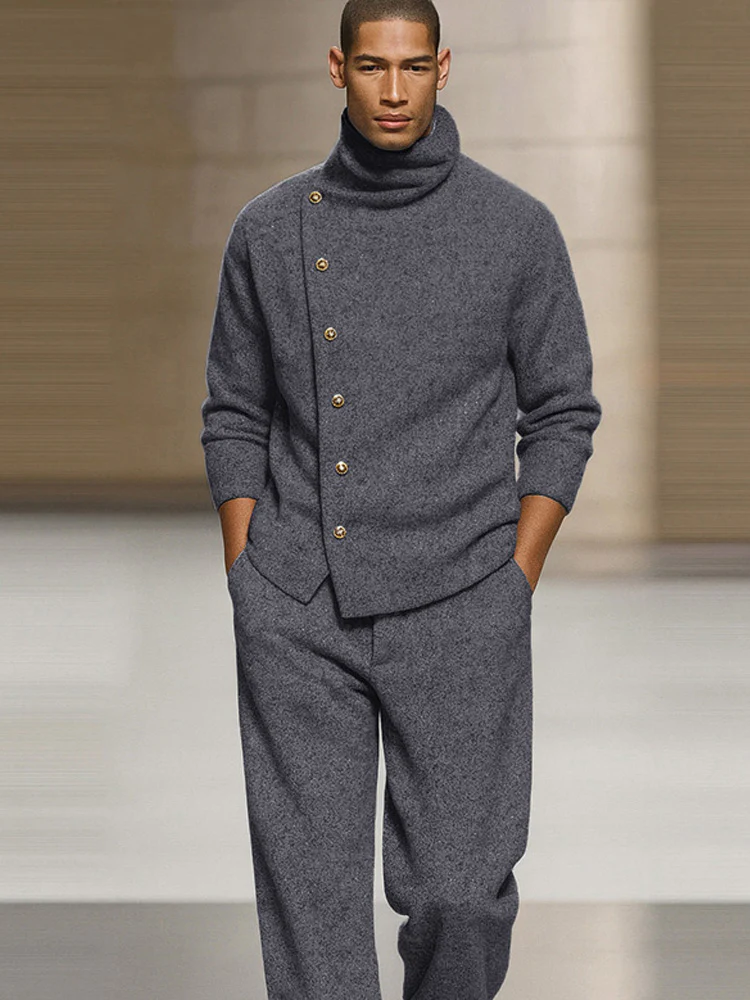 Smart Casual Turtleneck Pullover Pants Set - Image 3