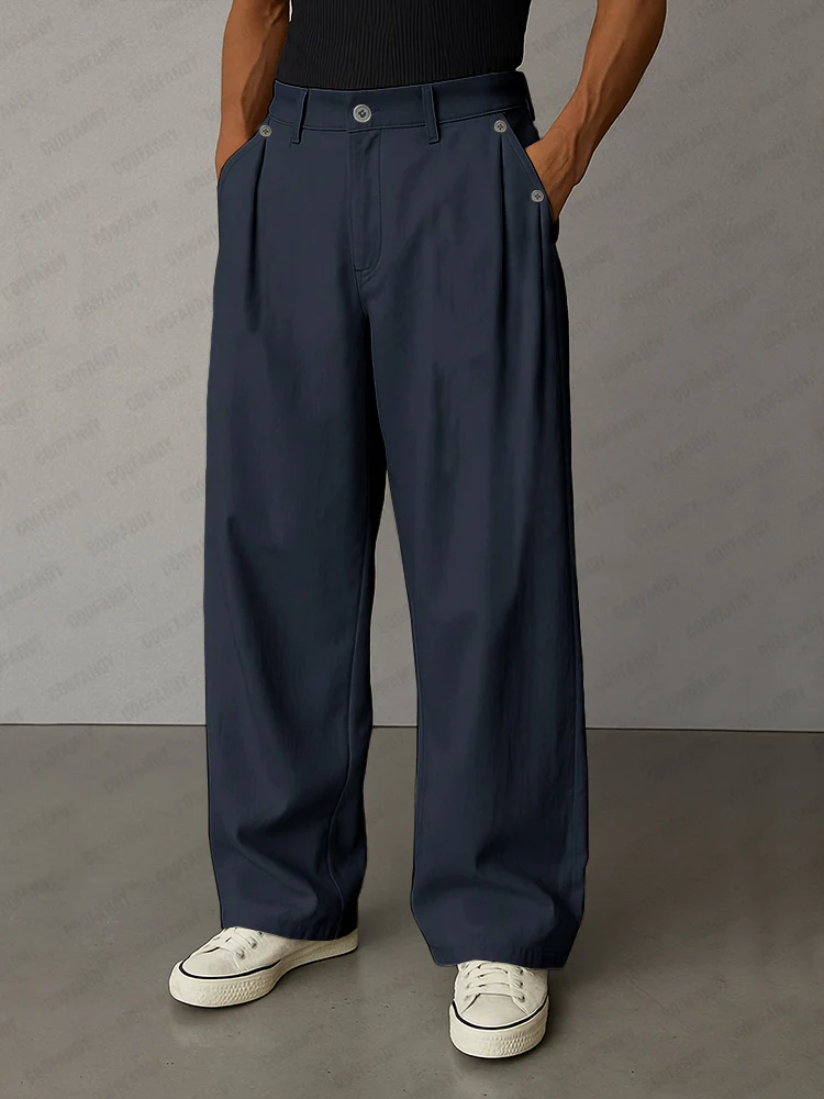 Soft 100% Cotton Pleated Pants - Image 2