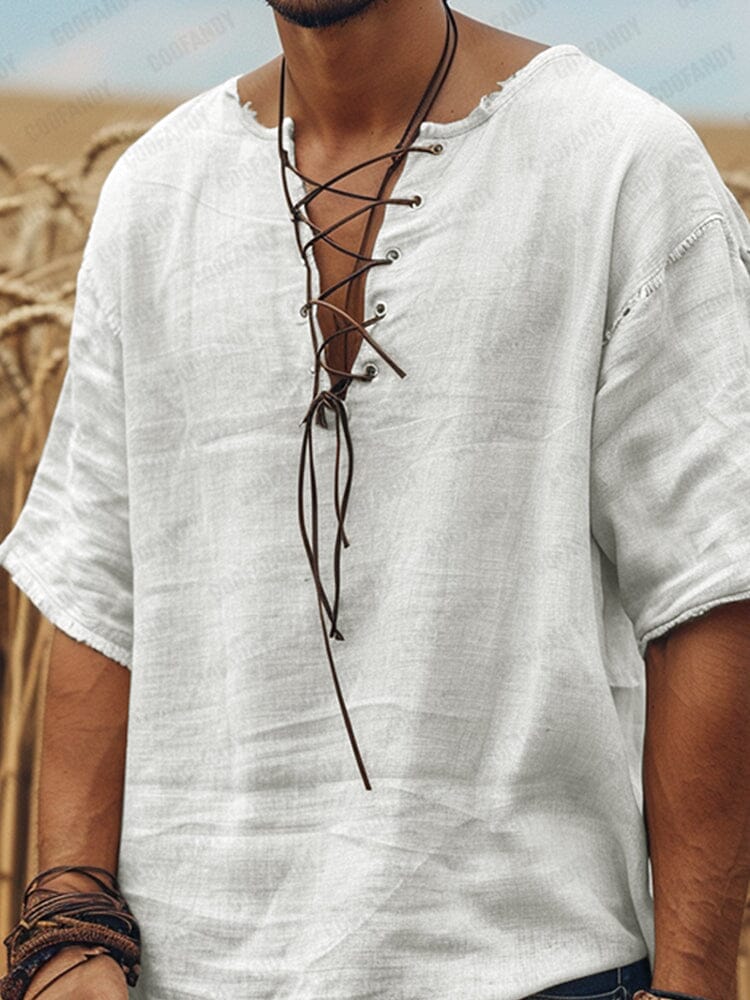 Soft Charm Lace-Up Cotton Top - Image 3