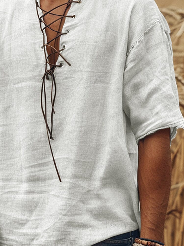 Soft Charm Lace-Up Cotton Top - Image 4