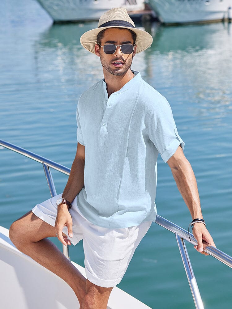 Soft Linen Blend Henley Shirt (US Only) - Image 10