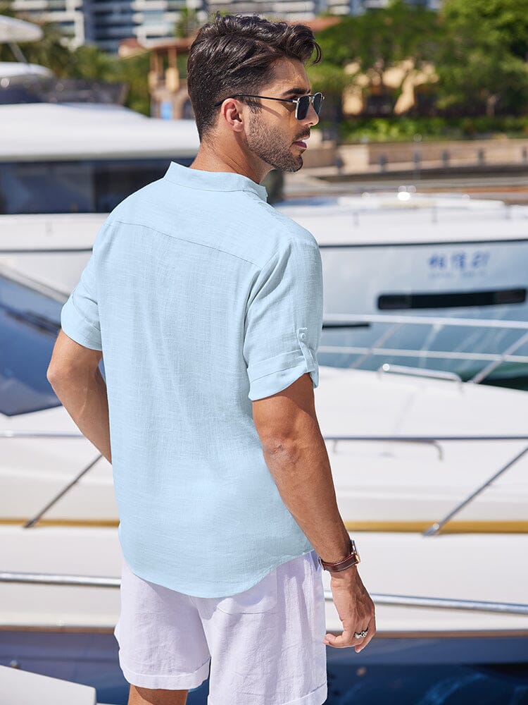 Soft Linen Blend Henley Shirt (US Only) - Image 11