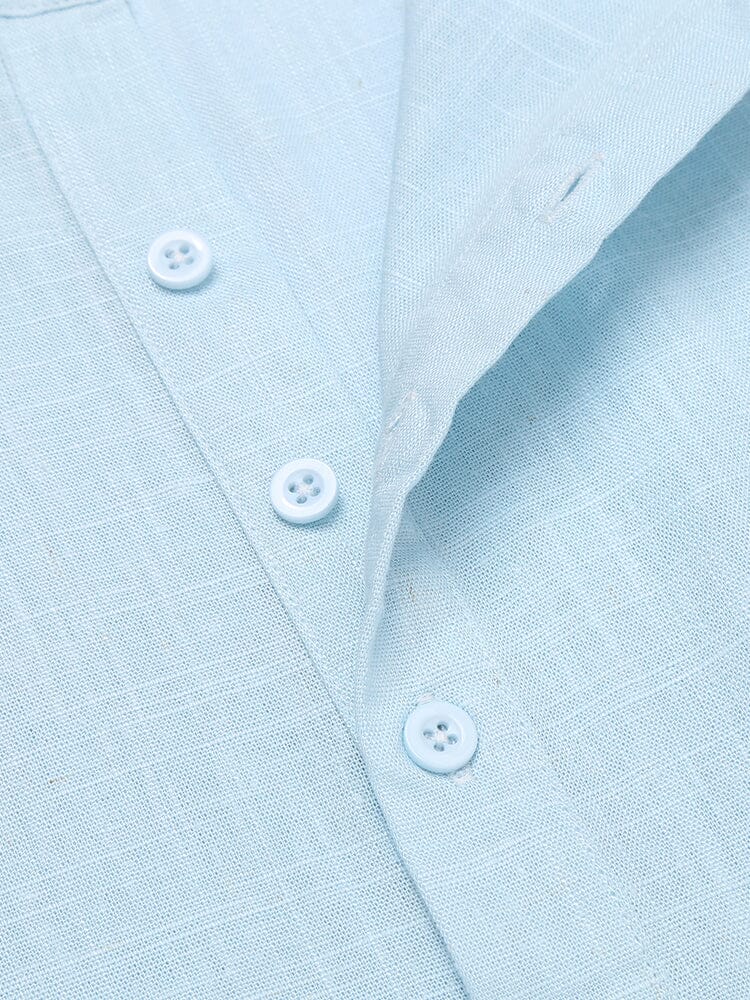 Soft Linen Blend Henley Shirt (US Only) - Image 12