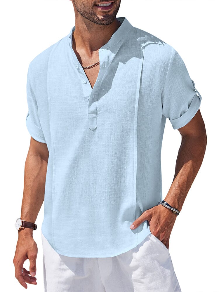 Soft Linen Blend Henley Shirt (US Only) - Image 2