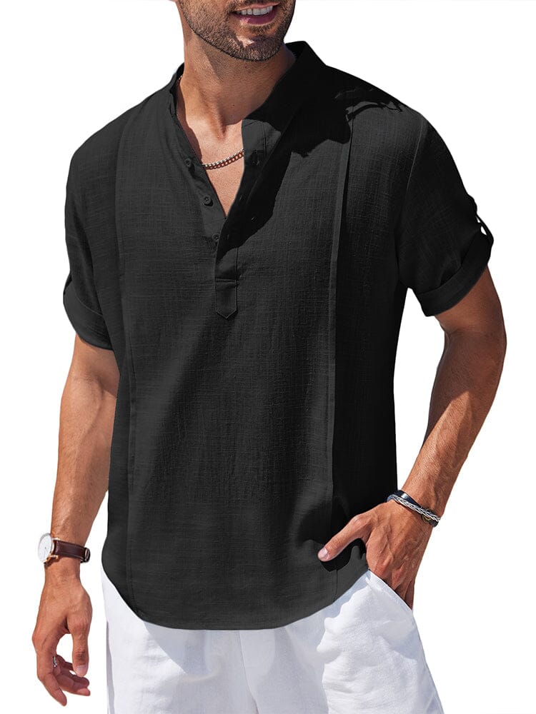 Soft Linen Blend Henley Shirt (US Only) - Image 3