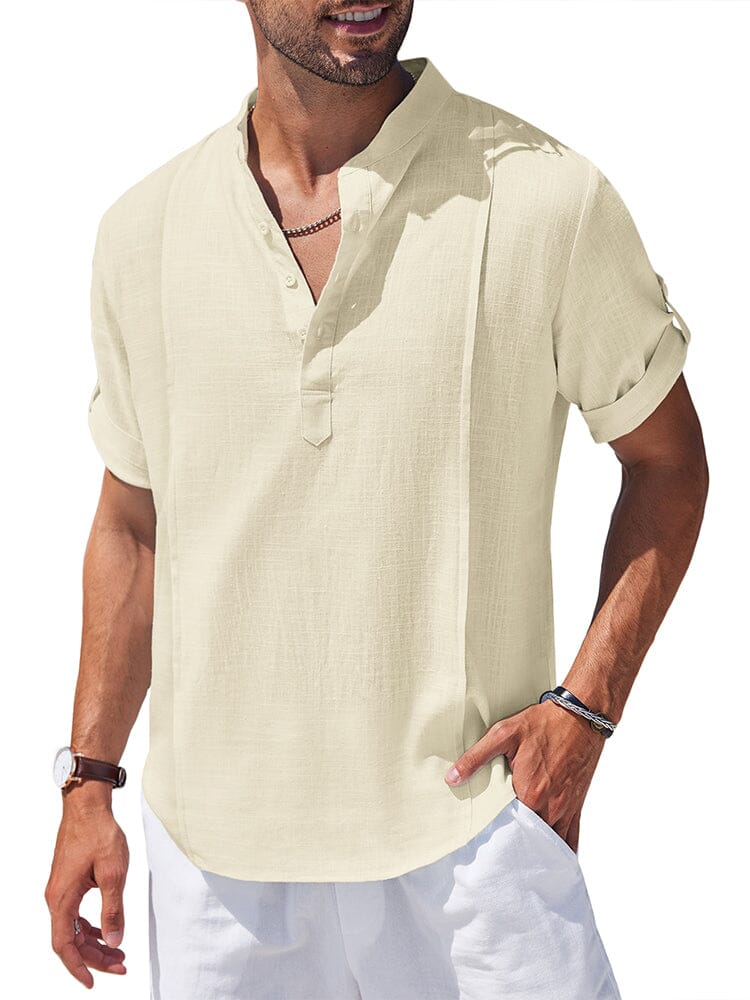 Soft Linen Blend Henley Shirt (US Only) - Image 4