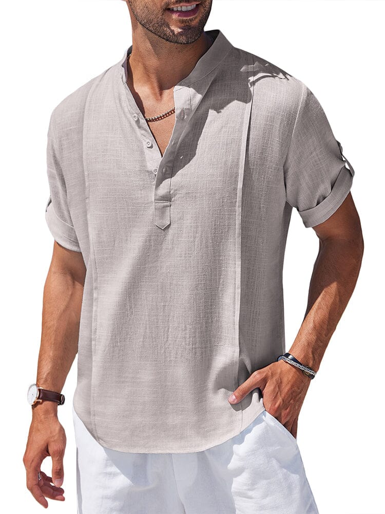 Soft Linen Blend Henley Shirt (US Only) - Image 5