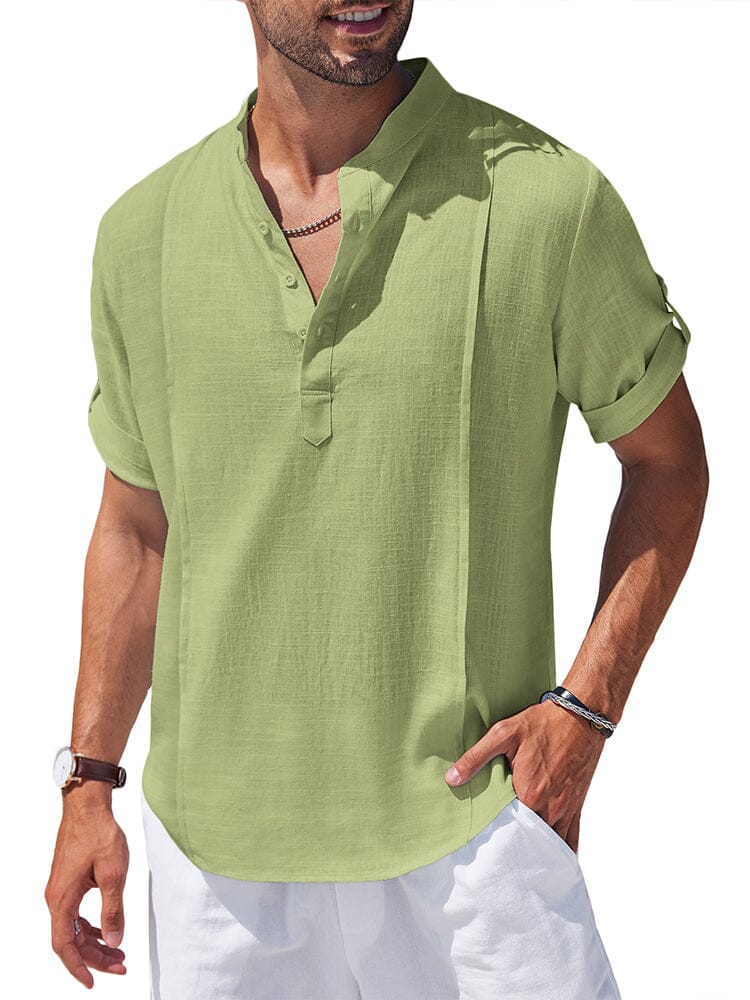 Soft Linen Blend Henley Shirt (US Only) - Image 6