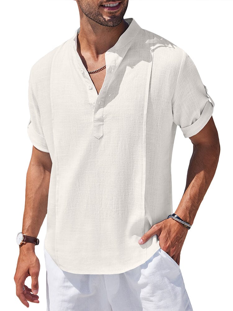 Soft Linen Blend Henley Shirt (US Only) - Image 8