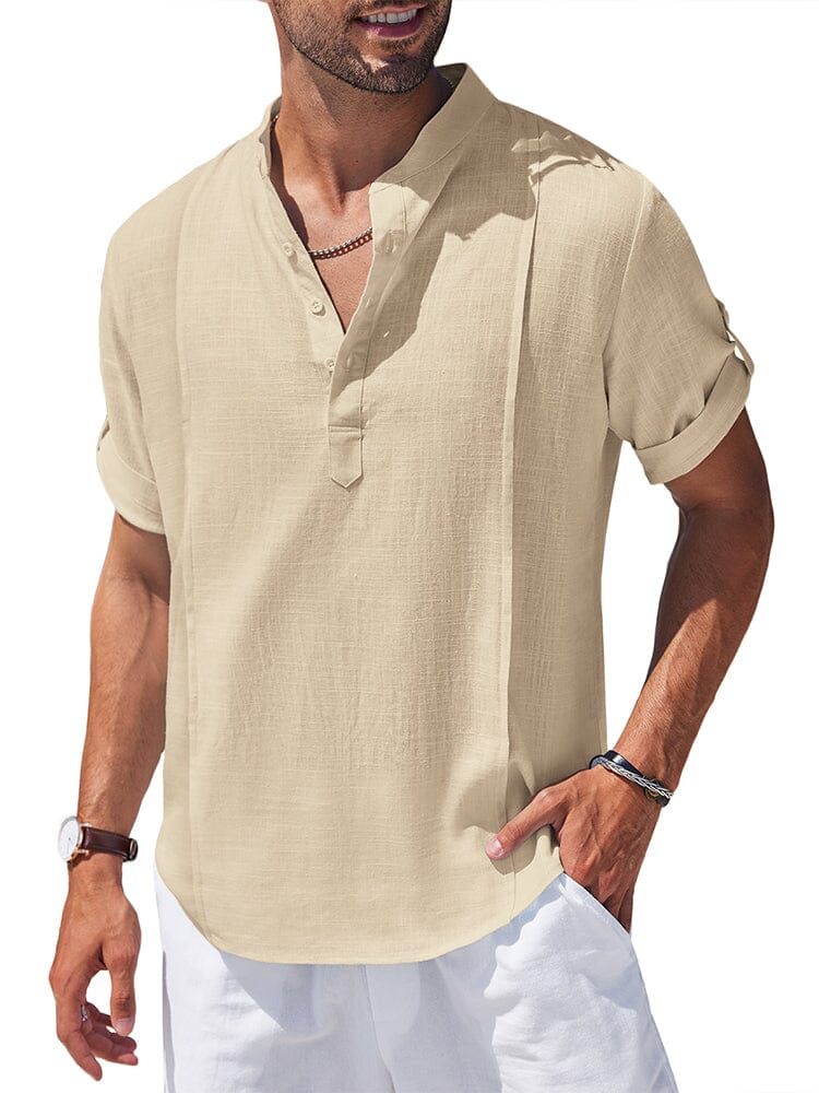 Soft Linen Blend Henley Shirt (US Only) - Image 9