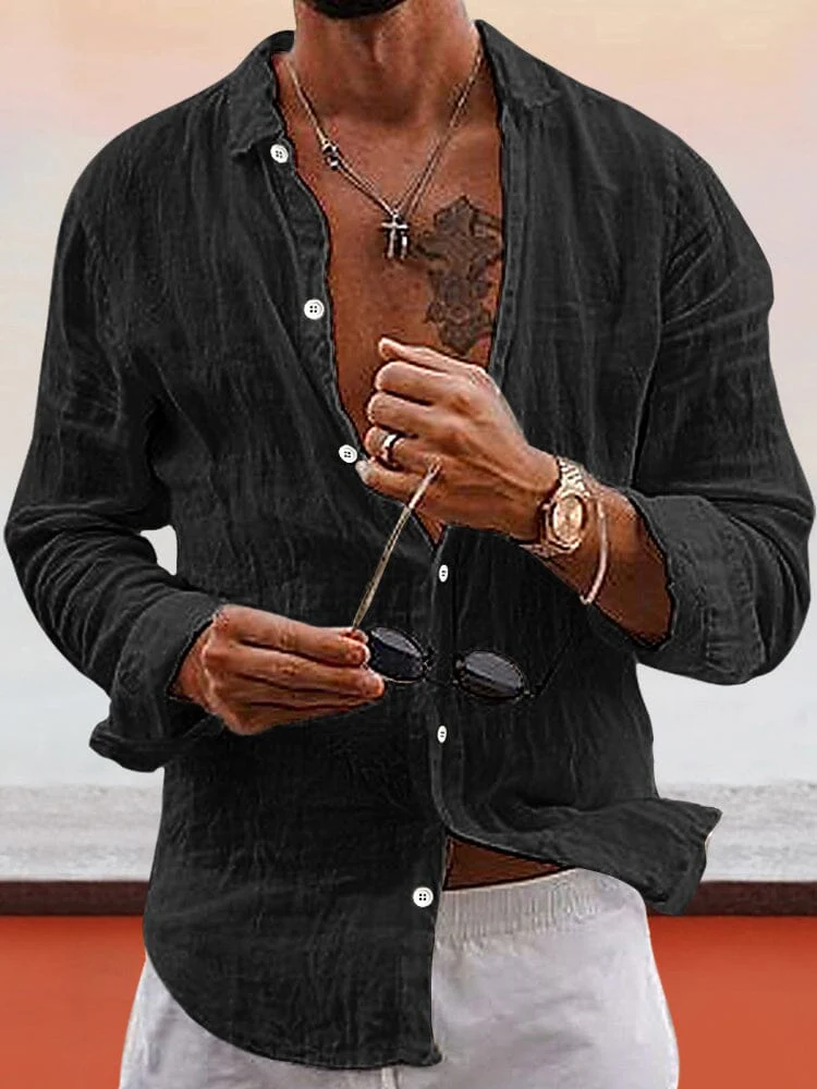 Soft Solid Cotton Linen Shirt - Image 2