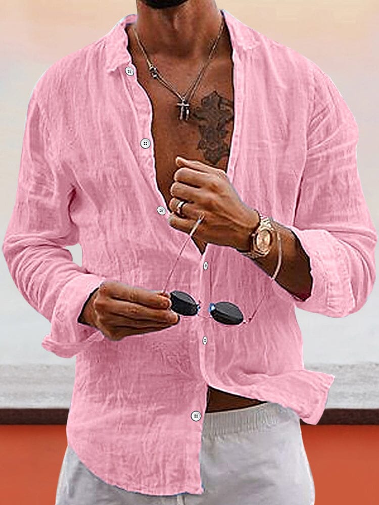 Soft Solid Cotton Linen Shirt - Image 6