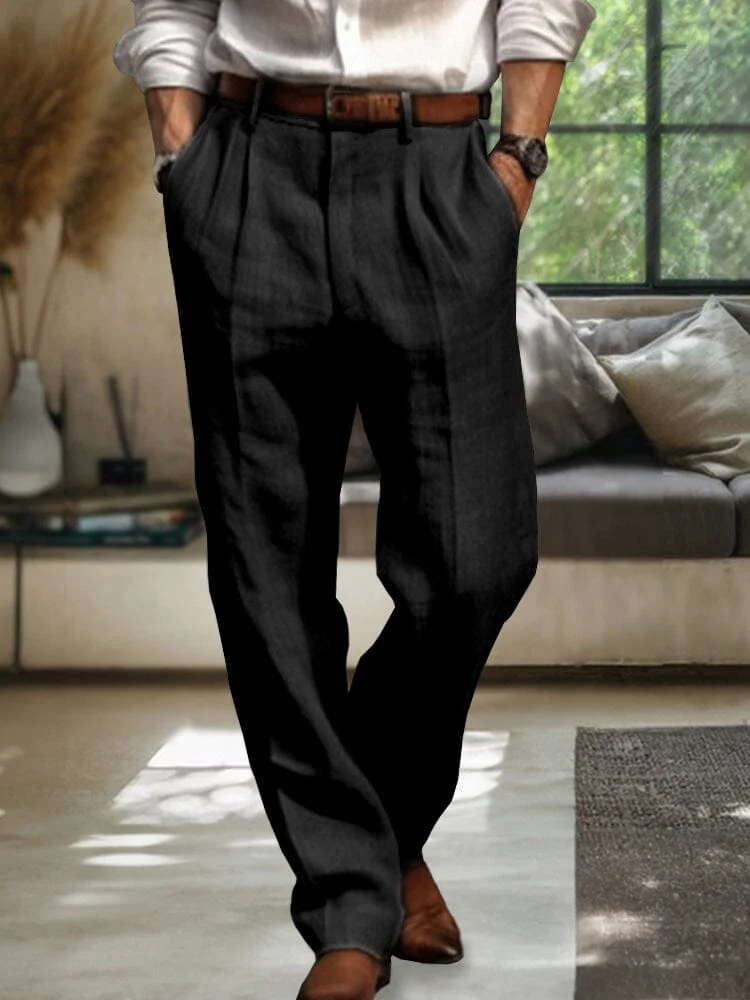 Soft Straight-Leg Cotton Linen Pants - Image 2
