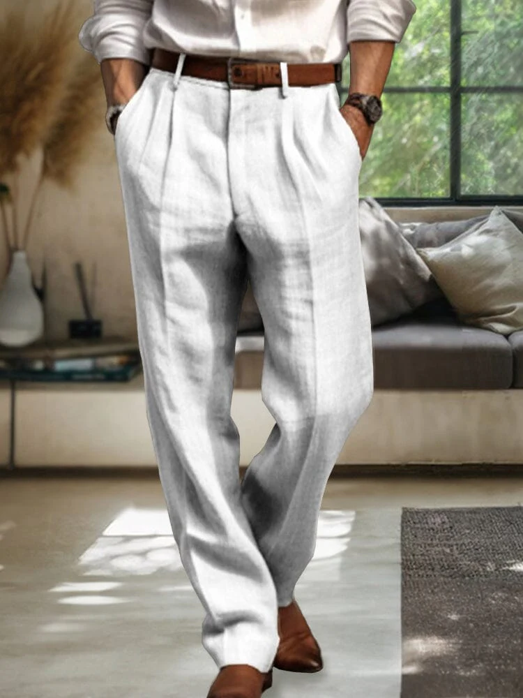 Soft Straight-Leg Cotton Linen Pants - Image 3