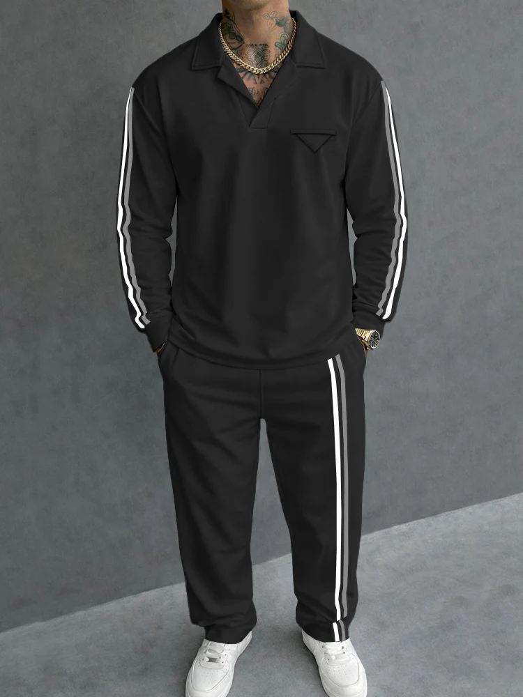 Sporty Contrast Stripe Webbing Matching Set - Image 2