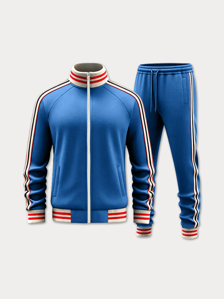 Sporty Contrasting Stripes Jacket Pants Set - Image 10