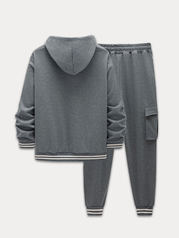 Sporty Hooded Jacket Pants Set - Image 7