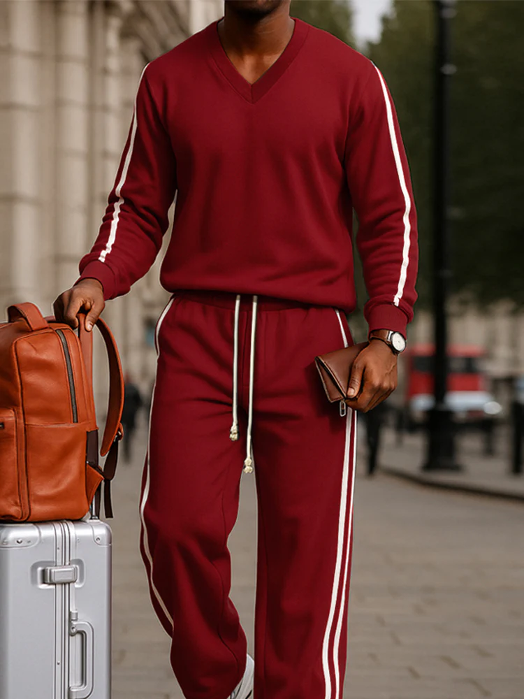 Sporty Side Stripe 2-Piece Sweatsuit - Image 3