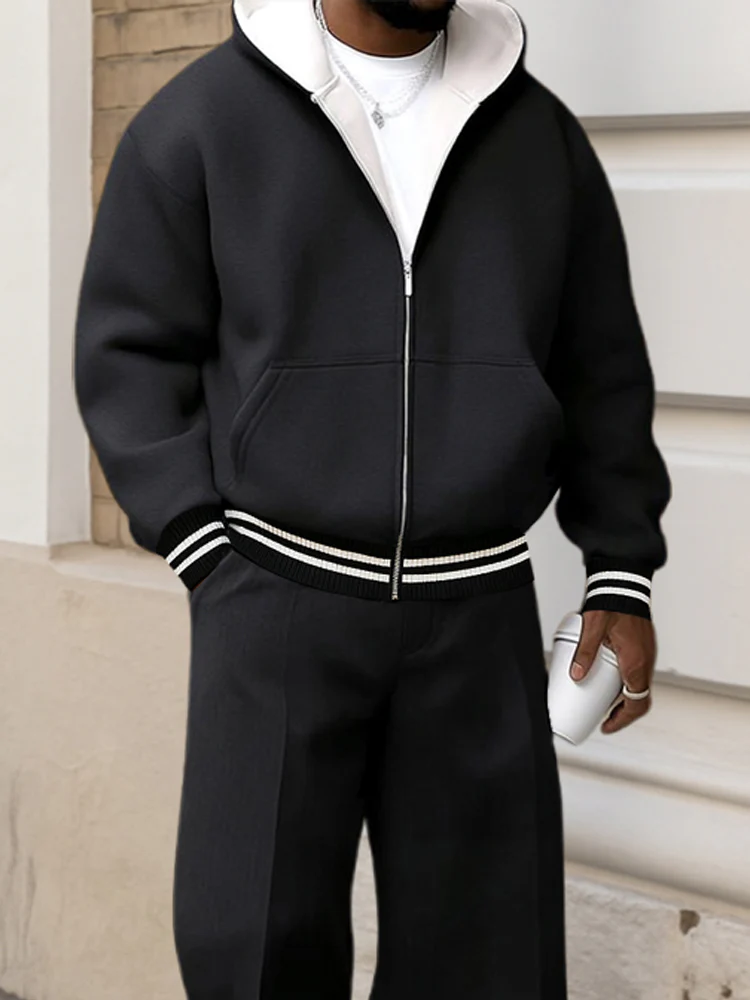 Sporty Street Style Hooded Jacket Set - Image 3