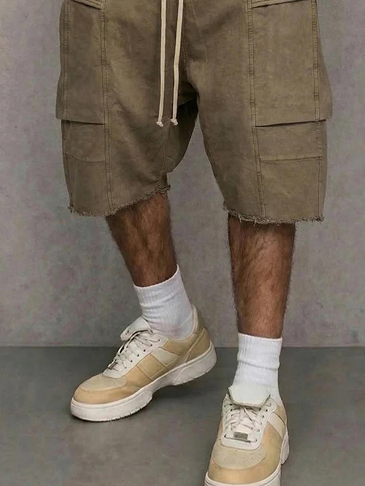 Street Style Drawstring Cargo Shorts - Image 4