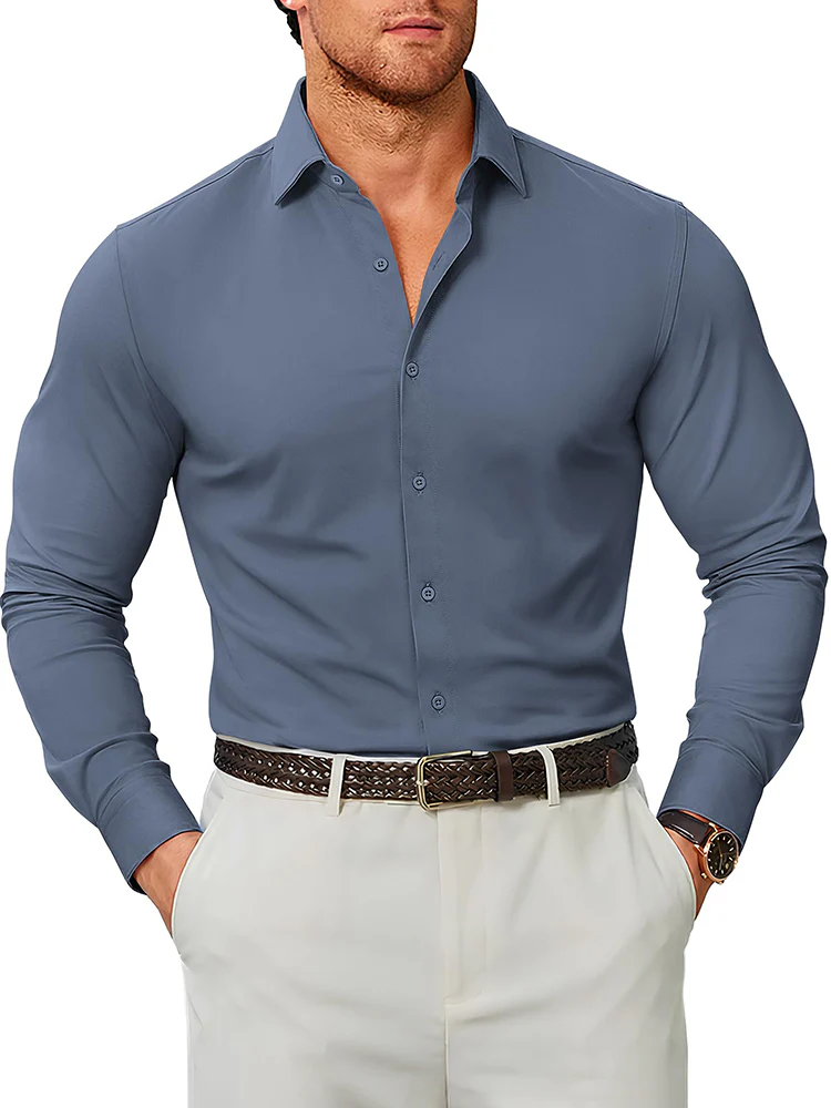 Stretch Wrinkle Free Long Sleeve Button Down Shirt (US Only) - Image 10