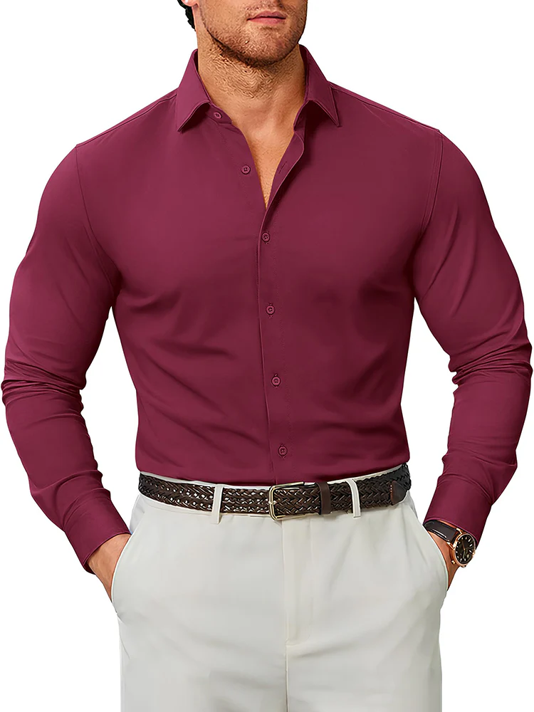 Stretch Wrinkle Free Long Sleeve Button Down Shirt (US Only) - Image 12