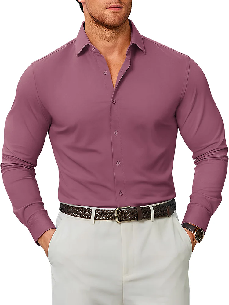 Stretch Wrinkle Free Long Sleeve Button Down Shirt (US Only) - Image 13