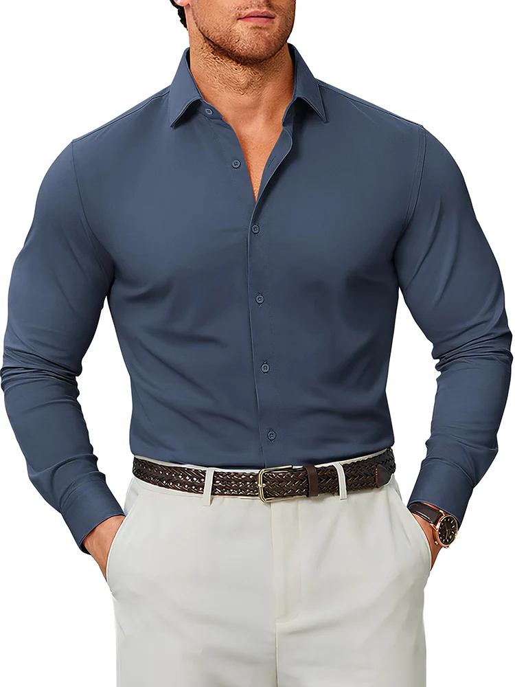 Stretch Wrinkle Free Long Sleeve Button Down Shirt (US Only) - Image 14