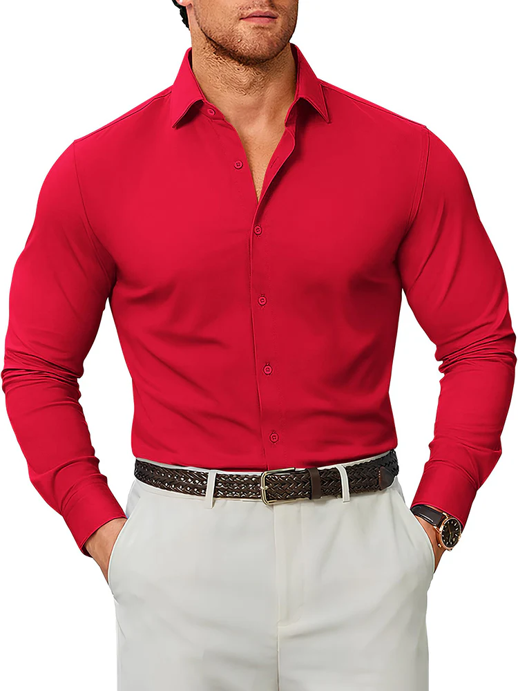 Stretch Wrinkle Free Long Sleeve Button Down Shirt (US Only) - Image 2