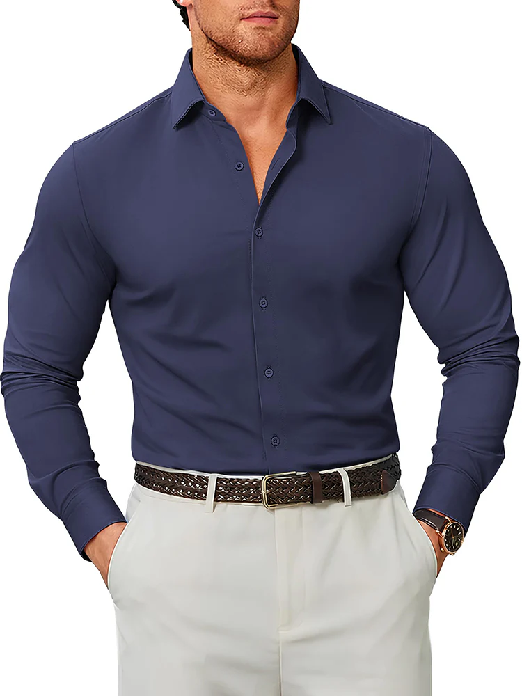 Stretch Wrinkle Free Long Sleeve Button Down Shirt (US Only) - Image 4
