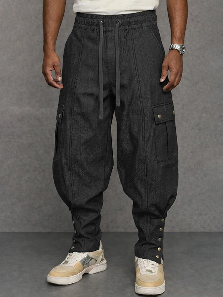 Stylish 100% Cotton Harem Cargo Jogger Pants - Image 2
